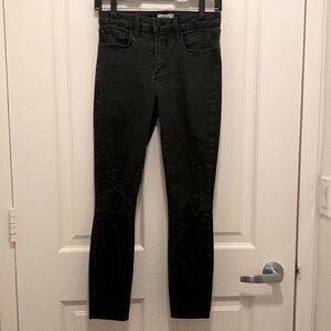 L’Agence Margot Black Distressed High Rise Skinny Jeans in Zinc Destruct. Sz  27